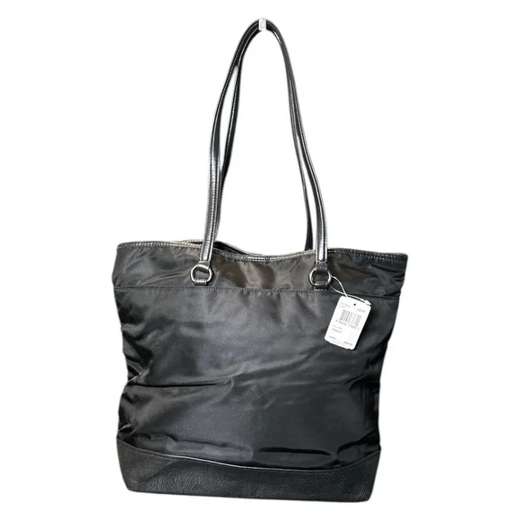 NWT Coach Nylon & Leather Black Tote Handbag F57903 Turnlock Carryall Purse